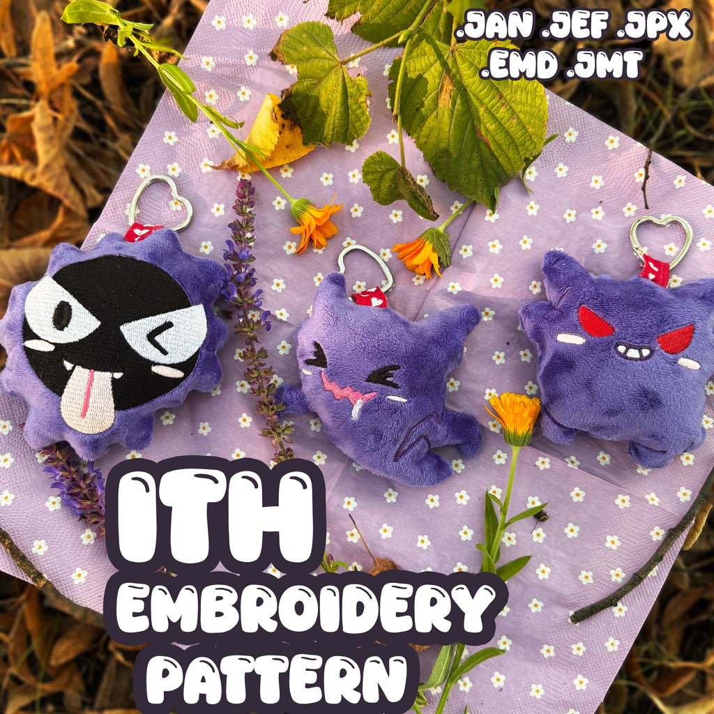 Gastly Haunter Gengar ITH Haft komputerowy Wzór Brelok Pluszowy