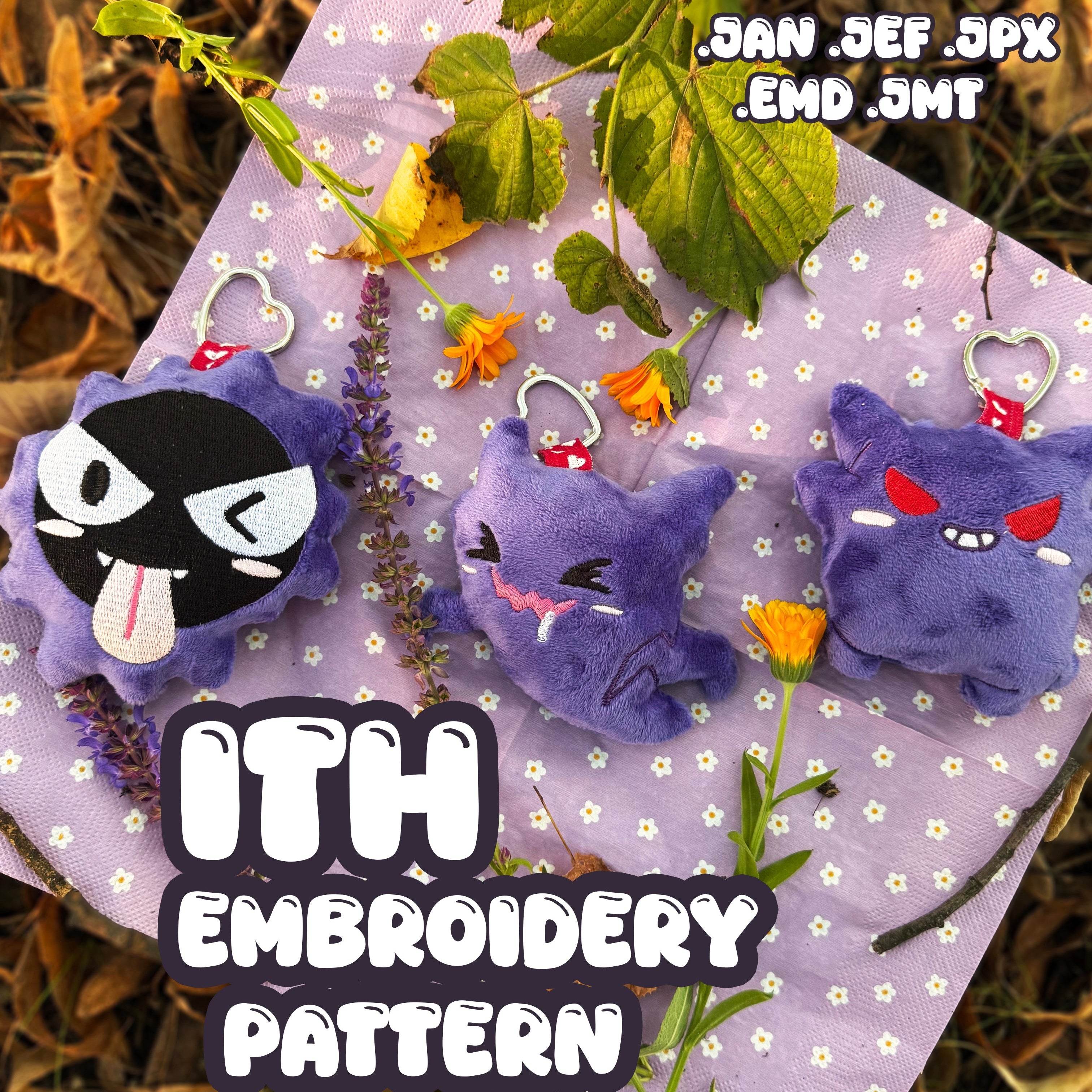 Gastly Haunter Gengar ITH Haft komputerowy Wzór Brelok Pluszowy